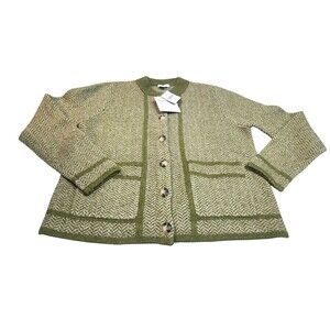 J.Jill Women's Size XSP Petite Vine Heather Chevron Sweater Jacket NWT Wool